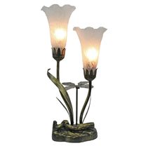 Two Branch Upward Tiffany Lily Table Lamp White - N039-2-W
