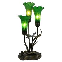 Three Branch Upward Tiffany Lily Table Lamp Green - N039-3-G
