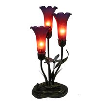 Three Branch Upward Tiffany Lily Table Lamp Purple - N039-3-PUR