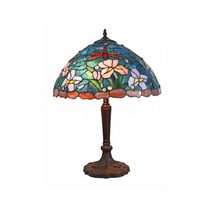 Dragonfly & Flowers Tiffany Table Lamp - T-211-16R