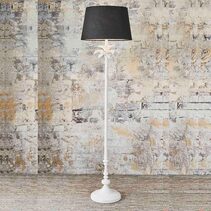 Casablanca Floor Lamp White Base With Black Shade - ELANK58785FLWHT