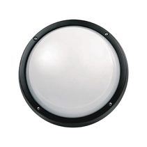 Round Plain 15W LED Polycarbonate Bulkhead Black / Warm White - LJL6051-BL