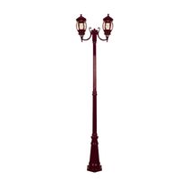 Vienna Twin Head Curved Arms Tall Post Light Burgundy - 15970