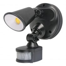 Defender 10W LED Single Exterior Security Light With PIR Sensor Matt Black / Tri-Colour - MLXD3451MS