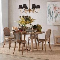 Prescot 6 Light Chandelier Antique Brass With Black Shade - ELPIM50727AB