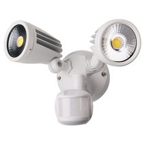 Fortress II 30W LED Double Exterior Security Light With PIR Sensor White / Tri-Colour - MLXF3452WS