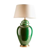 Fine Cotton Table Lamp Base Emerald With Shade - ELJC12382