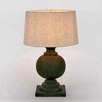 Coach Wood Table Lamp Black With Natural Shade - ELDOMR-2356BLK