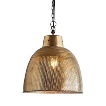 Riva Perforated Iron Dome Pendant Small Antique Brass - ZAF10259