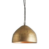 P51 Iron Riveted Dome Pendant Small Antique Brass - ZAF10310