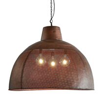 Riva Perforated Iron Dome Pendant Extra Large Antique Copper - ZAF10330