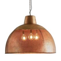 Riva Perforated Iron Dome Pendant Extra Large Antique Brass - ZAF10331