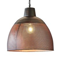 Riva Perforated Iron Dome Pendant Large Black/Gold - ZAF10502