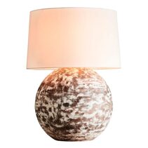 Boule Turned Wood Ball Table Lamp Large Barn White With Shade - ZAF14118