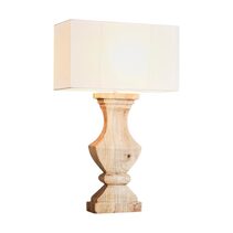 Gilbert Rectangular Wood Ballister Table Lamp Natural With Shade - KITZAF14127