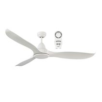 Wave 52" DC ABS Blade Ceiling Fan With Remote Control & 18W LED Light Satin White / Tri Colour - MWF1333WSR