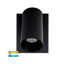 Revo 9W 240V Adjustable LED Wall Pillar Light Black / Tri-Colour - HV3681T-BLK