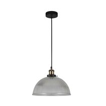 Tristan Domed Glass Ribbed Pendant Light Clear - LL002PL056C