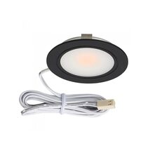 High Power Recessed 3W LED Cabinet Light Black / Warm White - SLED-UC3-BL
