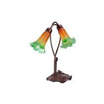 Tiffany Twin Lily Table Lamp Amber / Green - TLA1-002/AG