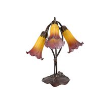 Tiffany Triple Lily Table Lamp Orange / Wine - TLA1-006/OR