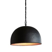 Noir 1 Light Dome Pendant Small Matt Black / Copper - ZAF10422