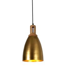 Lewis 1 Light Pendant Antique Brass / Wood - ZAF11230