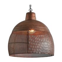 Riva Perforated Iron Dome Pendant Large Antique Copper - ZAF10107