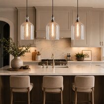 Lustre Flagon 1 Light Stone Effect Glass Pendant Clear - ZAF10316