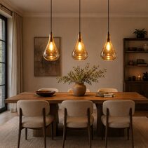 Lustre Teardrop 1 Light Stone Effect Glass Pendant Pale Gold - ZAF10341