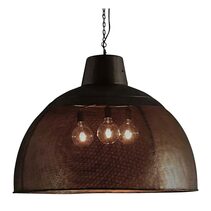 Riva Perforated Iron Dome Pendant Extra Large Black/Gold - ZAF10500