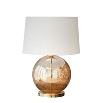 Lustre Ball Stone Effect Glass Table Lamp Pale Gold With Shade - KITZAF14146