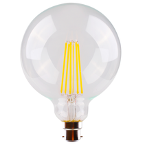 Filament Clear G125 Spherical 8W B22 Dimmable LED Globe / Warm White - LG125/27B22D/C