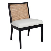 Kane Rattan Black Dining Chair White Linen - 32479