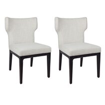 Ashton Black Dining Chair Natural Linen (Pair) - 32551