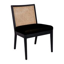 Kane Rattan Black Dining Chair Black Linen - 32674