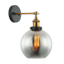 Interior 200mm Glass Adjustable Wall Light Antique Brass / Black Smoke - PESINI2W