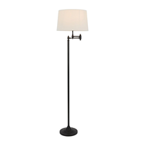 Macleay Floor Lamp Matt Black With White Shade - ELPIM57544MB