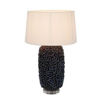 Zambezi Ceramic Table Lamp Blue With Ivory Shade - ELTIQ103171B
