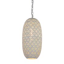 Umbriel Perforated Tall Oblong Pendant White - ZAF11238