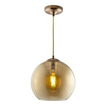 Globe Midi Pendant Light Antique Brass / Amber - QH1632-AM