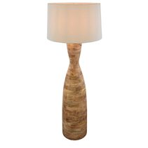 Esraj Turned Wood Floor Lamp Natural With Shade - KITZAF12094