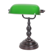 Bankers Table Lamp Bronze & Green Glass - 1000082