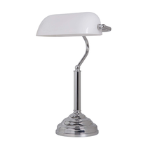 Study Table Lamp Chrome & Opal Glass - 1000085