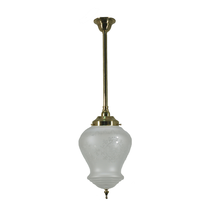 Single Rod Pendant Brass With Cambridge Frost Etched Glass - 3001279