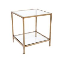 Cocktail Glass Square Side Table Antique Gold - 32410