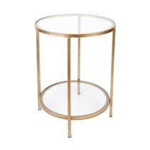 Cocktail Glass Round Side Table Antique Gold - 32412