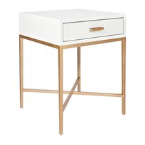 Nessa White Bedside Table Gold - 32444