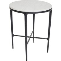 Heston Round Marble Side Table Black - B32167