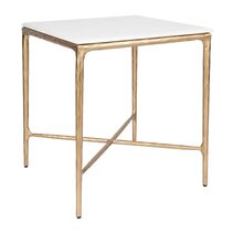 Heston Square Marble Side Table Brass - B32779